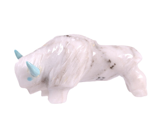 Zuni White Marble Bison Fetish