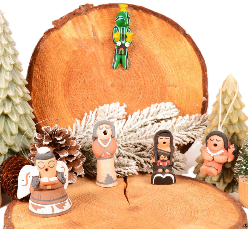 Set of 5 Pottery/Polymer Clay Ornaments