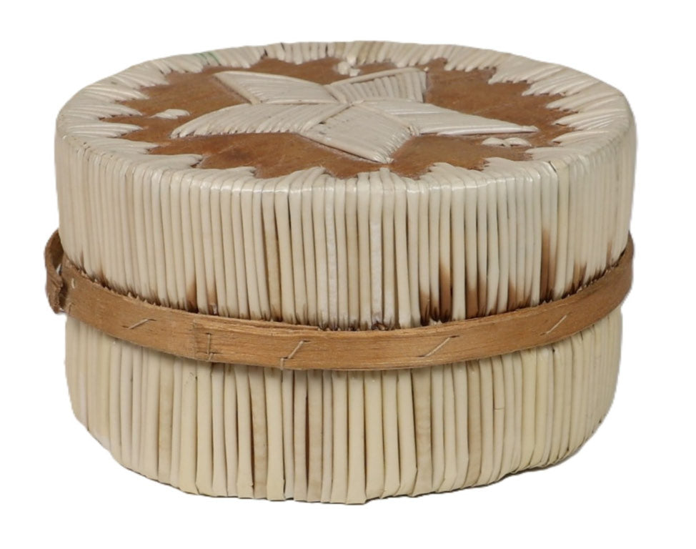 Ojibwa White Porcupine Quill Birch Bark Box