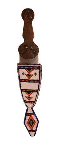 Plains Dag Knife with Beaded Beaver Tail Scabbard By NA-Too-Aki