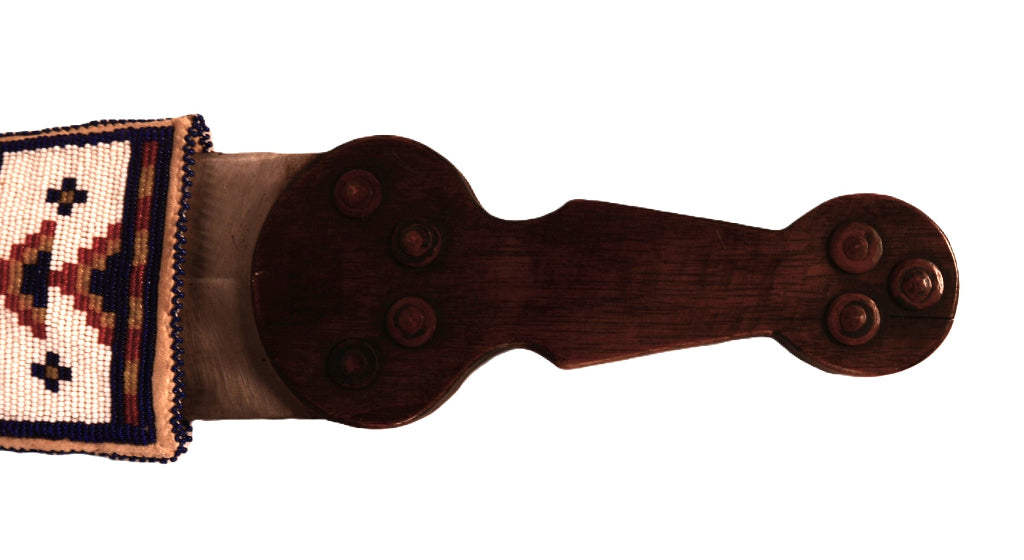 Plains Dag Knife with Beaded Beaver Tail Scabbard By NA-Too-Aki