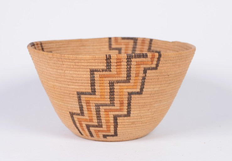 Fine Panamint Basketry Polychrome Bowl ; Stepped lighting or Water motif