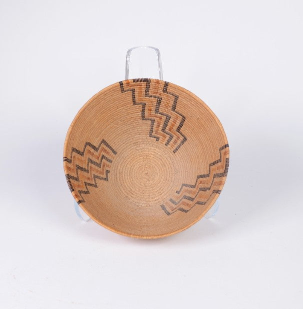 Fine Panamint Basketry Polychrome Bowl ; Stepped lighting or Water motif