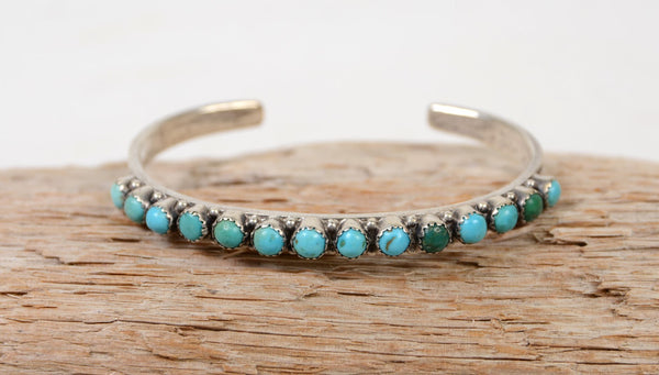 Zuni Row Turquoise Dot Bracelet