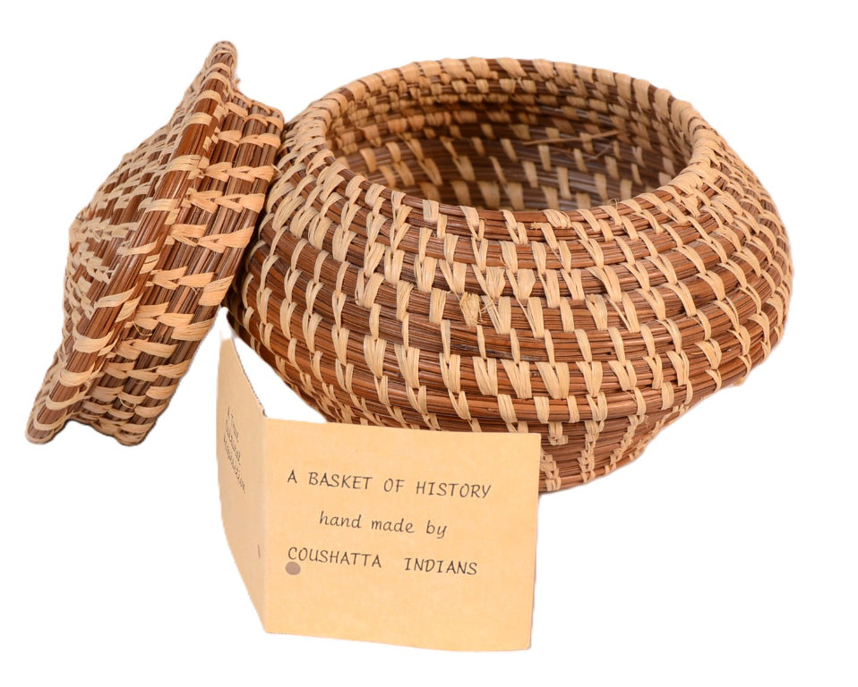Coushatta Pine Needle Basket with Lid
