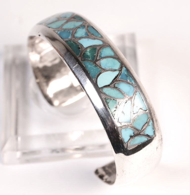 Zuni Channel Inlay Turquoise Cuff Bracelet