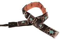 Navajo Sandcast Sterling Silver and Turquoise Concho Belt
