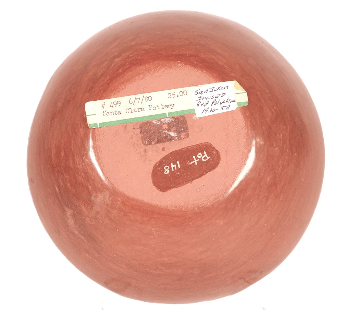 San Juan Pueblo Incised Red Polychrome Pottery