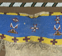 Antique Beaded Hide Sioux Girls Dress in Frame with other small beaded items