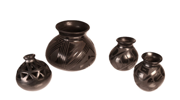 Mata Ortiz Mexican Casas Grandes Small Vessels Pottery Set of 4
