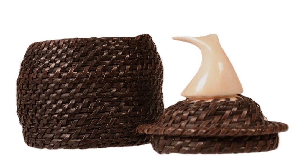 Inupiaq Eskimo Baleen and Ivory Whale Tail Basket Attributed John Long