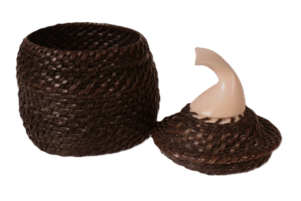 Inupiaq Eskimo Baleen and Ivory Whale Tail Basket Attributed John Long