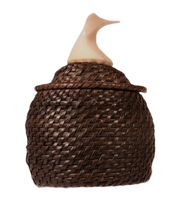 Inupiaq Eskimo Baleen and Ivory Whale Tail Basket Attributed John Long