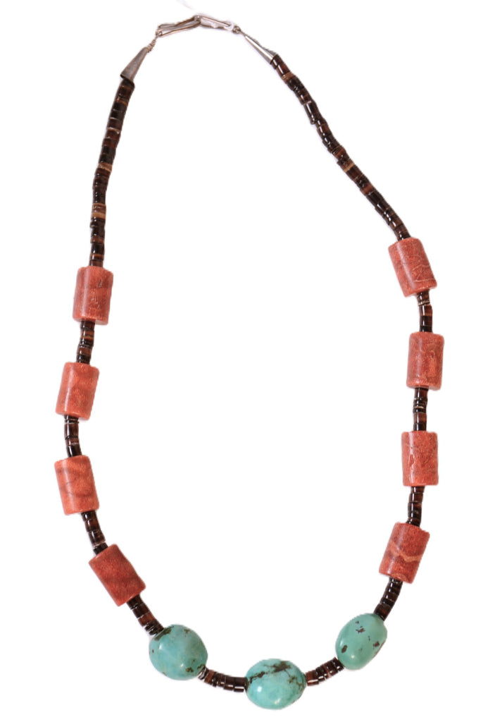 Navajo Truquoise and Coral Necklace