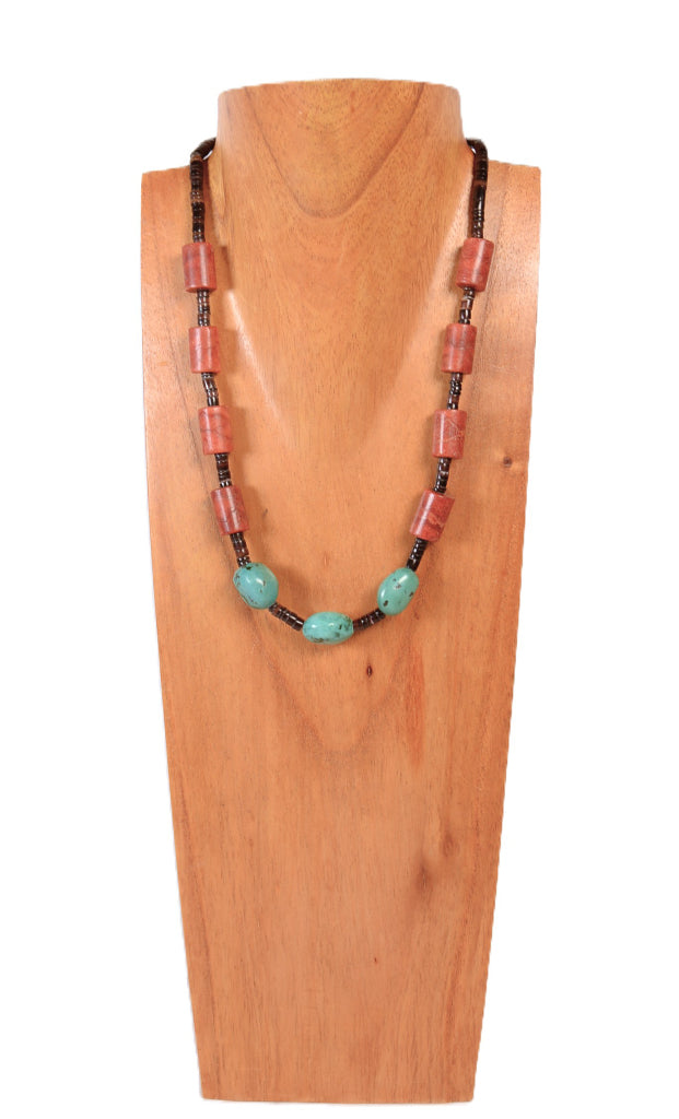 Navajo Truquoise and Coral Necklace