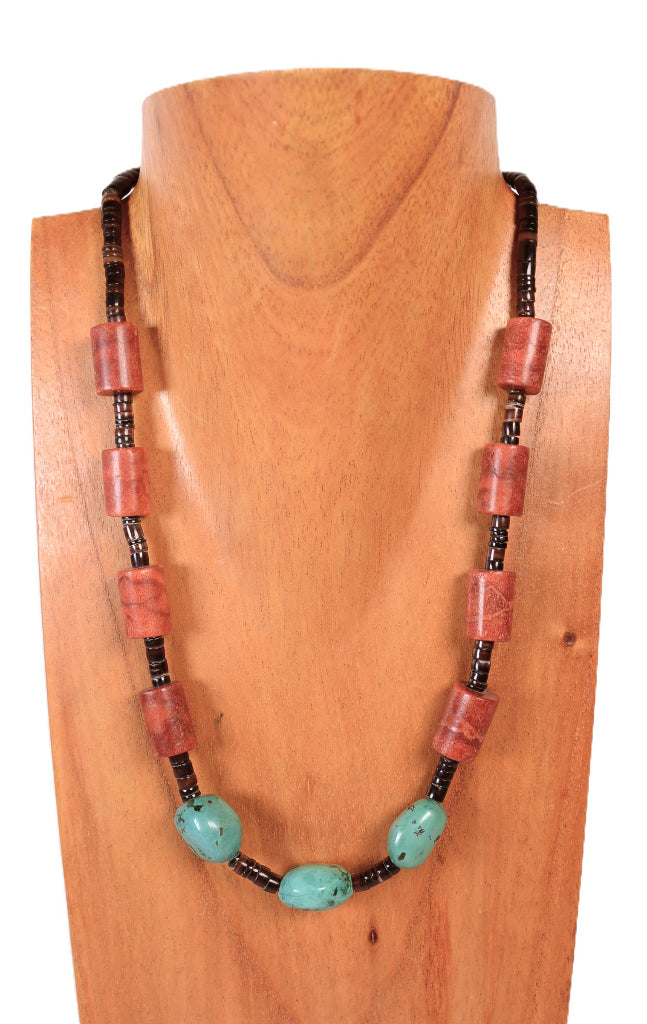 Navajo Truquoise and Coral Necklace