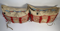 Sioux Hide Saddle Bags- Quilled - Fred Harvey Tags -  Pair of 2