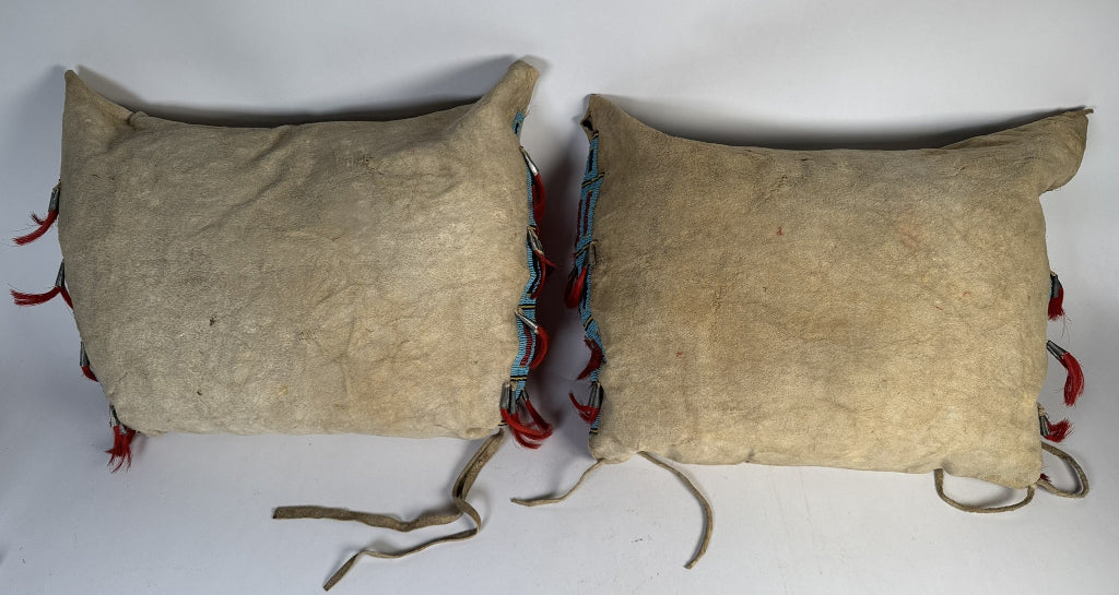 Sioux Hide Saddle Bags- Quilled - Fred Harvey Tags -  Pair of 2
