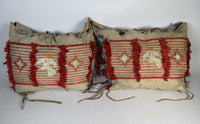 Sioux Hide Saddle Bags- Quilled - Fred Harvey Tags -  Pair of 2