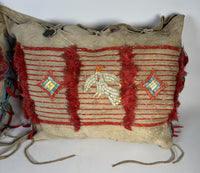 Sioux Hide Saddle Bags- Quilled - Fred Harvey Tags -  Pair of 2