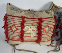 Sioux Hide Saddle Bags- Quilled - Fred Harvey Tags -  Pair of 2