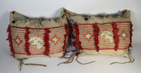Sioux Hide Saddle Bags- Quilled - Fred Harvey Tags -  Pair of 2