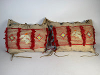 Sioux Hide Saddle Bags- Quilled - Fred Harvey Tags -  Pair of 2