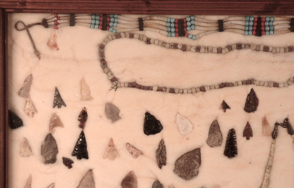 Frame of Points, Arrowheads and Trade Bead Necklaces
