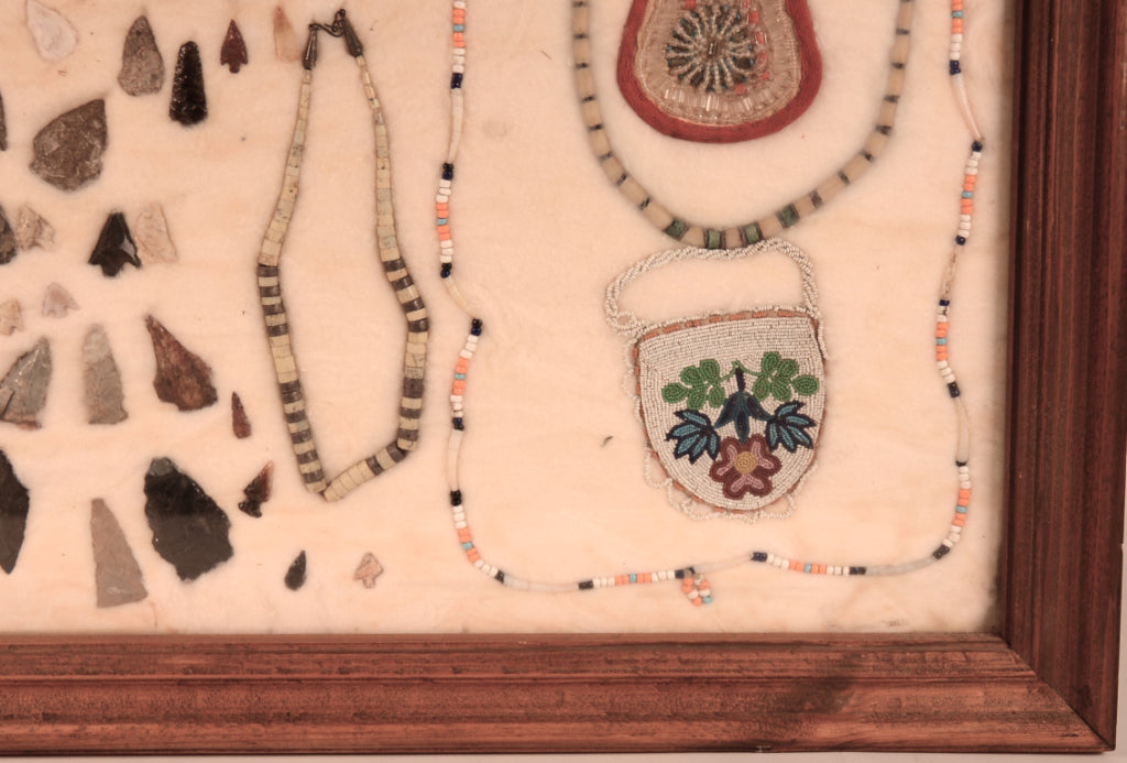 Frame of Points, Arrowheads and Trade Bead Necklaces