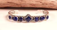 Navajo Lapis and Sterling Silver Bracelet