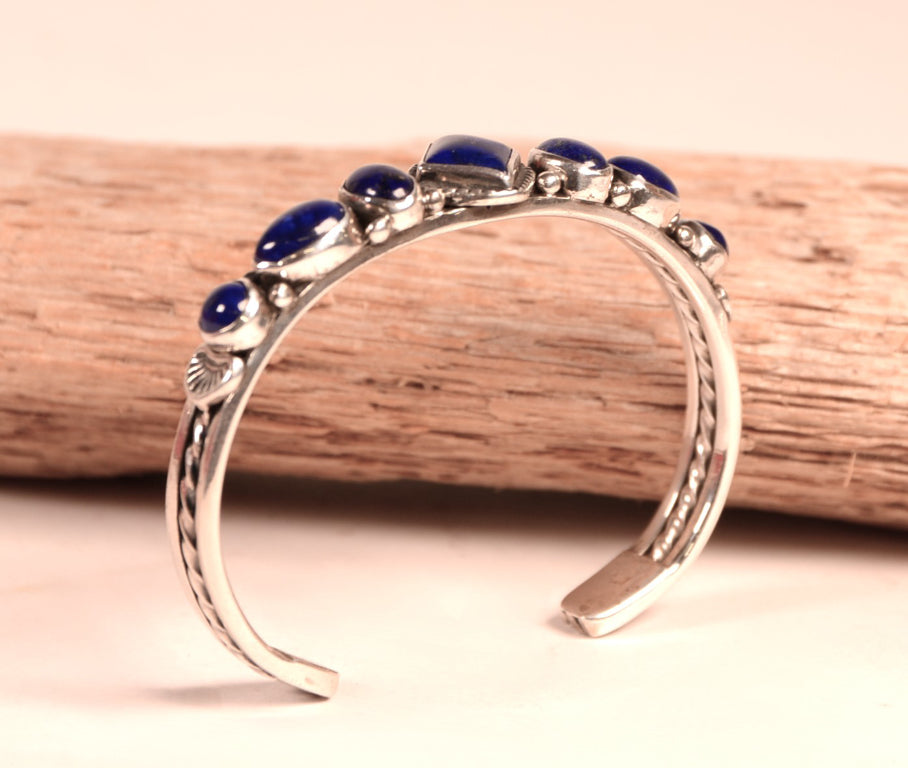 Navajo Lapis and Sterling Silver Bracelet