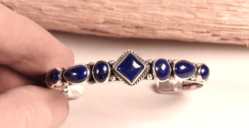 Navajo Lapis and Sterling Silver Bracelet