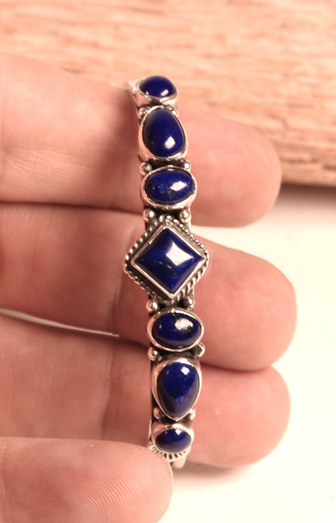 Navajo Lapis and Sterling Silver Bracelet