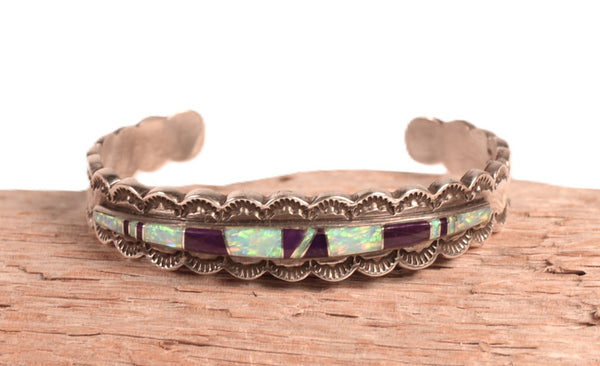 Navajo Channel Inlay Opal and Sugalite Bracelet