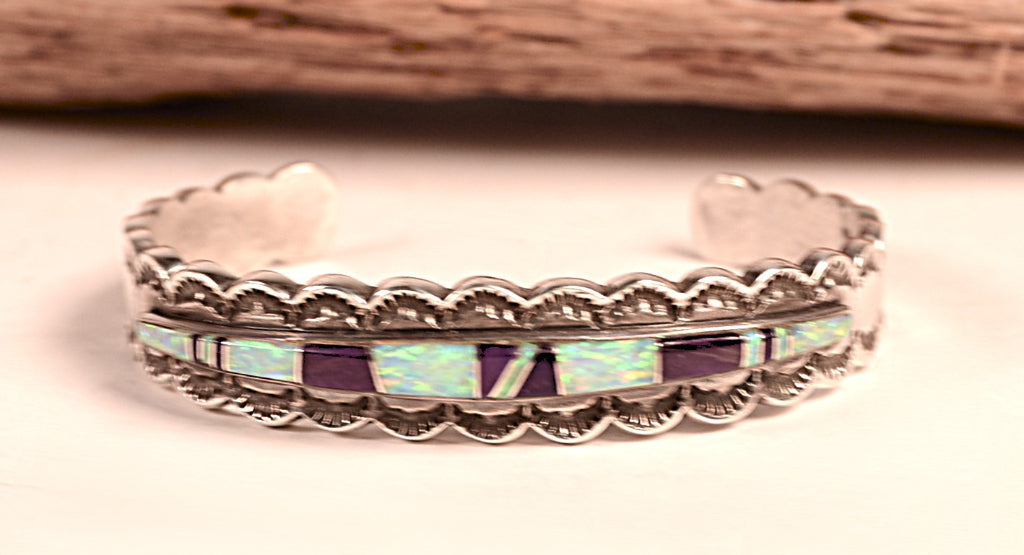 Navajo Channel Inlay Opal and Sugalite Bracelet