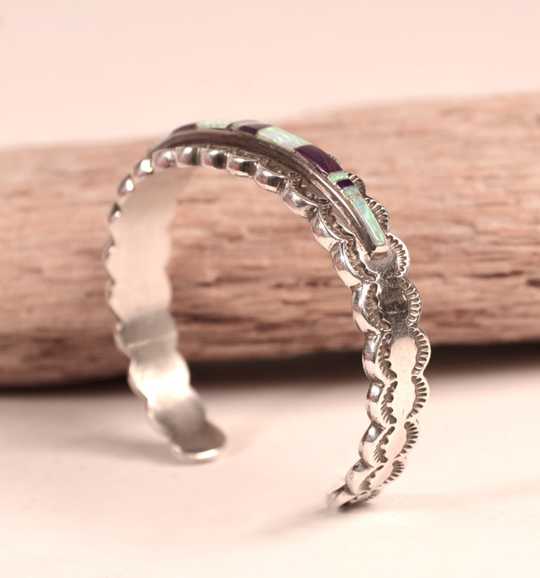 Navajo Channel Inlay Opal and Sugalite Bracelet