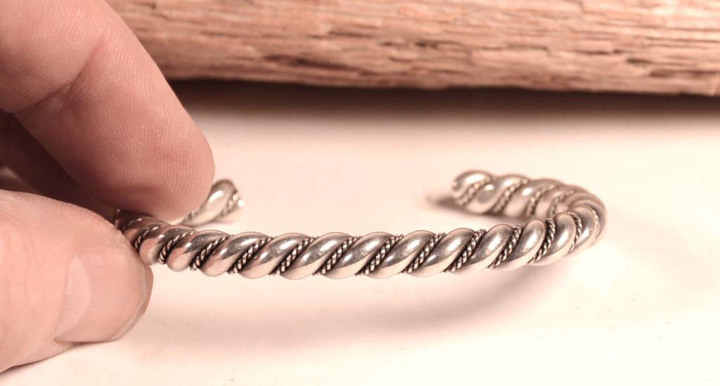 Navajo Sterling Silver Twisted Rod Bracelet