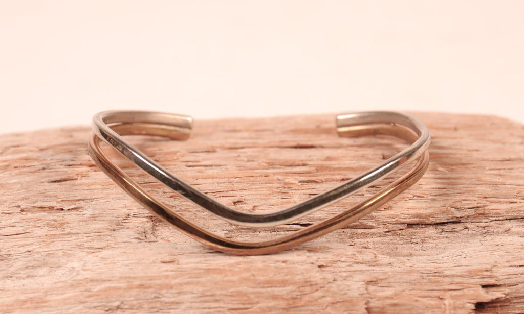Navajo Sterling Silver and Brass Offset Bracelet