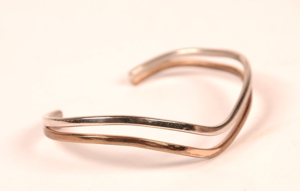 Navajo Sterling Silver and Brass Offset Bracelet