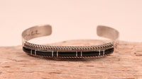 Zuni Pueblo Sterling Silver and Jet Inlay Bracelet