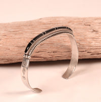 Zuni Pueblo Sterling Silver and Jet Inlay Bracelet