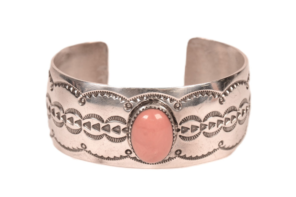 Navajo Single Orange Stone Cuff Bracelet By A. Blackgoat