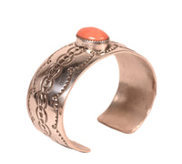Navajo Single Orange Stone Cuff Bracelet By A. Blackgoat