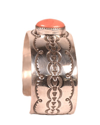 Navajo Single Orange Stone Cuff Bracelet By A. Blackgoat