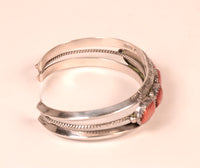 Navajo Sterling Silver and Coral Bracelet