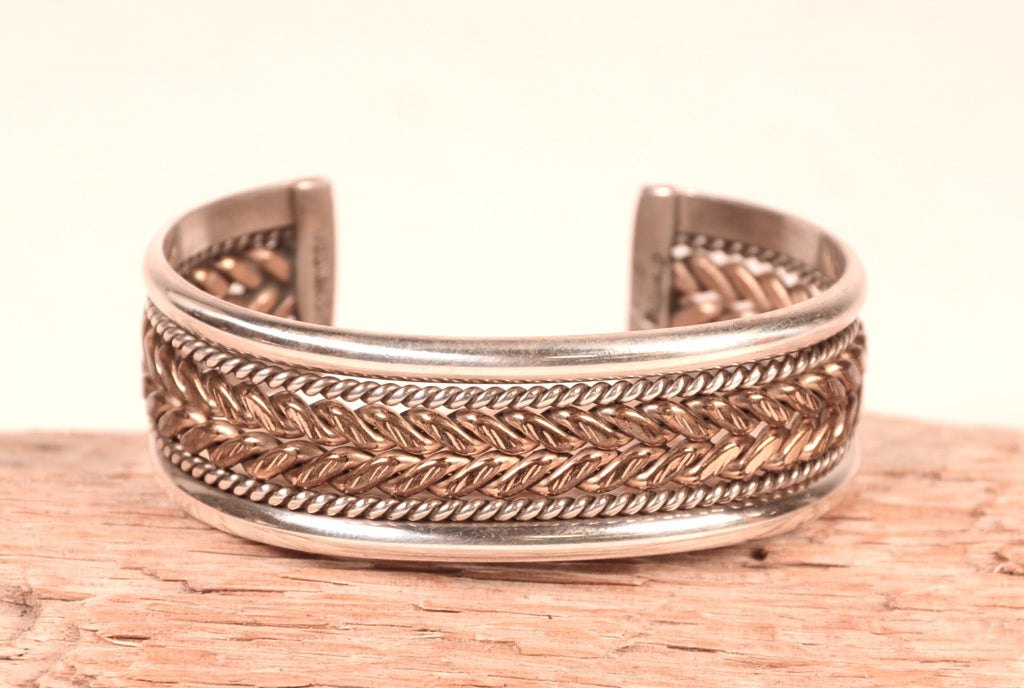 Navajo Sterling Silver and 12K Gold Cuff Bracelet