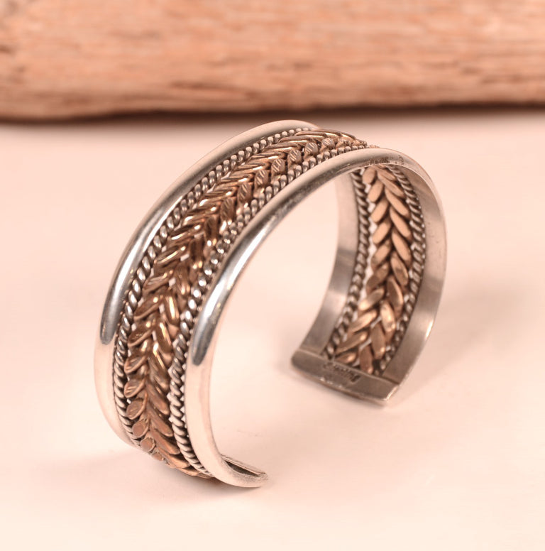 Navajo Sterling Silver and 12K Gold Cuff Bracelet