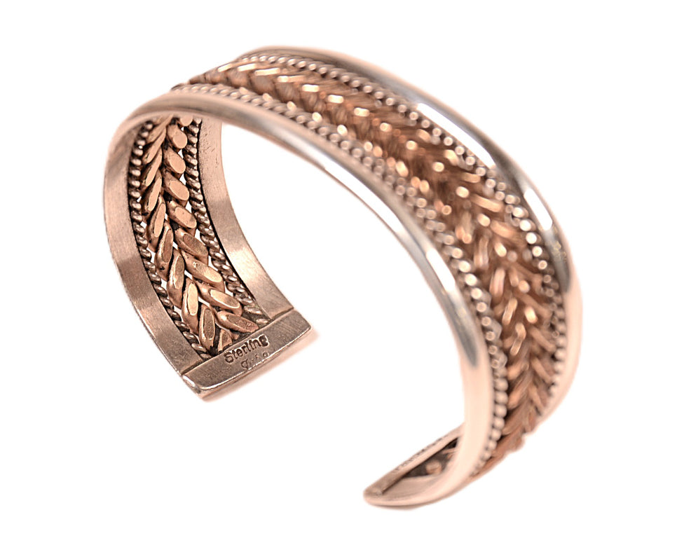 Navajo Sterling Silver and 12K Gold Cuff Bracelet