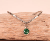 Navajo Sterling Silver Green Malachite Offset Bracelet