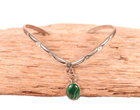 Navajo Sterling Silver Green Malachite Offset Bracelet